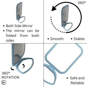 Hitech Sales Desk Mirror Student Bedroom, Foldable HD Dressing Mirror, Portable Princess Square Beauty Small Travel Suitable for Gifts Women (Light Blue Pack - 1) (Sky)