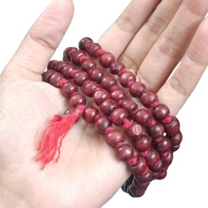 HiTechMart Handcrafted Sandalwood Mala Rosary Chandan Jaapmala with Tassel Wooden Japa Maala for Meditation Pooja Chanting Wearing Jewelry Prayer Beads Red Mala