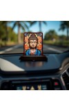 Car Desk/Table Top Lord Buddha Wooden Photo Stand 3x4 Inches, Compact & Stylish Spiritual Display For Car, Home & Office (Pack Of 1) (F14468)
