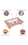 HiTechMart Makrana Marble Rectangular Puja Chowki with Hand-Painted Meenakari & Kundan Work – Decorative Bajot/Singhasan for Home Mandir, Vrat, Festivals, Pooja & Gifting Purpose (1, Rectangular)