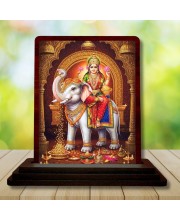 Car Desk/Table Top Goddess Mahalakshmi Wooden Photo Stand â€“ 3x4 Inches, Compact & Stylish Spiritual Display For Car, Home & Office (Pack Of 1) (F14579)