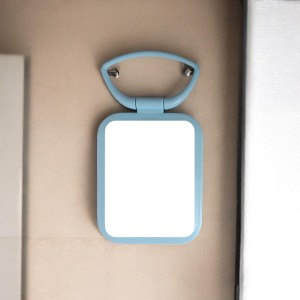 Hitech Sales Desk Mirror Student Bedroom, Foldable HD Dressing Mirror, Portable Princess Square Beauty Small Travel Suitable for Gifts Women (Light Blue Pack - 1) (Sky)