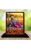 Car Desk/Table Top Lord Vishnu Wooden Photo Stand â€“ 3x4 Inches, Compact & Stylish Spiritual Display For Car, Home & Office (Pack Of 1) (F14404)