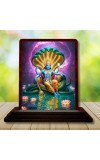 Car Desk/Table Top Lord Vishnu Wooden Photo Stand â€“ 3x4 Inches, Compact & Stylish Spiritual Display For Car, Home & Office (Pack Of 1) (F14605)