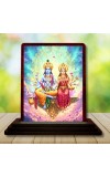 Car Desk/Table Top Lord Vishnu And Lakshmi Wooden Photo Stand â€“ 3x4 Inches, Compact & Stylish Spiritual Display For Car, Home & Office (Pack Of 1) (F14601)