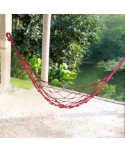 Nylon Net Hammock Swing for Adults – Strong & Comfortable Hanging Jhulna for Indoor, Outdoor, Balcony, Home & Bedroom Use (Red)