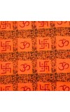 Men’s Cotton Om Swastik Orange Kurta – Traditional Indian Spiritual Shirt for Puja, Meditation, – Short Sleeve Ethnic Hindu Wear – Printed Kurta for Festival & Daily Use
