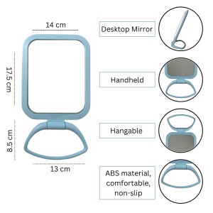 Hitech Sales Desk Mirror Student Bedroom, Foldable HD Dressing Mirror, Portable Princess Square Beauty Small Travel Suitable for Gifts Women (Light Blue Pack - 1) (Sky)