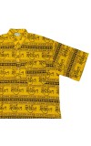HiTechMart Men's Cotton Kurta Shirt - Yellow Mahakal Print Spiritual Short Sleeve Kurta with Om & Trident Symbols - Casual Hindu Religious Wear (XXL) (in, Alpha, 2XL, Regular, Light Yellow)