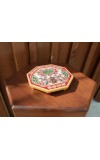 HiTechMart Handcrafted Octagon Marble Puja Chowki, Makrana Marble Pooja Platform with Kundan & Enamel Work, Decorative Pooja Chowki for Mandir, Home Temple, Festival, Gift Use – 4 Inch (1, Octagon)