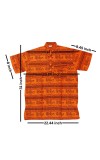 HiTechMart Men's Cotton Kurta Shirt - Yellow Mahakal Print Spiritual Short Sleeve Kurta with Om & Trident Symbols - Casual Hindu Religious Wear (XXL) (in, Alpha, 2XL, Regular, Orange)