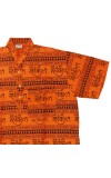 HiTechMart Men's Cotton Kurta Shirt - Yellow Mahakal Print Spiritual Short Sleeve Kurta with Om & Trident Symbols - Casual Hindu Religious Wear (XXL) (in, Alpha, 2XL, Regular, Orange)