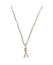 Hitech Sales Artificial Pearl Garland Mala Necklace | Decorative Pearl Chain for Pooja, Mandir, and Festive Decorations | White and Gold Beads Mala with Hanging Pendant