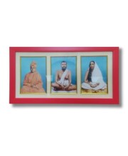 Hi tech Sales Swami Vivekananda & Ramkrishna Paramahansa & Sarada Maa photo frame | synthetic photo Frame with Glass | For wall, living room, gifts, pooja (Multicolor) (Red)