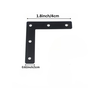 L-Shaped Flat Corner Brackets - Heavy Duty Iron Right Angle Braces with Pre-Drilled Holes for Furniture, Shelving, and Woodworking (Pack of 10) with 40 Screws.