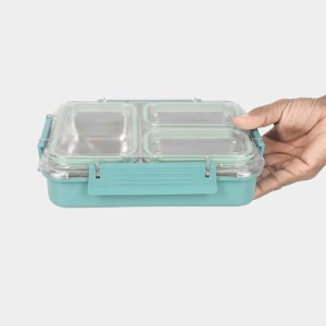 Hitech Sales Plastic & Steel Lunch Box – Compact, Durable & Leakproof – Green Hitech Sales Plastic & Steel Lunch Box – Compact, Durable & Leakproof – Green