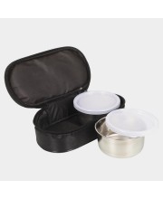 Stainless Steel Lunch Box Container -10 X 5cm |Bag- 22 X 11 X 7cm, Container- 2+ with Bag