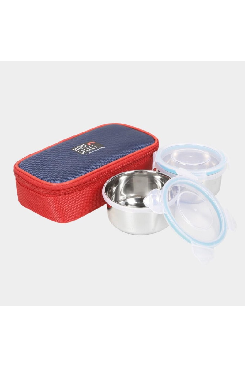 Hitech Sales 300ml Plastic & Steel Lunch Box – Red Leakproof Tiffin Box for Office & School