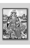 Divine Maa Laxmi Photo with Elegant Wood Lamination – Blessings for Your Home (12 x 15 inch, Black and White)