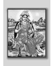Divine Maa Laxmi Photo with Elegant Wood Lamination – Blessings for Your Home (12 x 15 inch, Black and White)