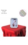 HiTechMart Table Photo Frame for Home Décor | Rectangular Wedding Photo Frame (4x6 Inch, White) | Beautiful Pearl & Crystal Design | Personalised Gift for Anniversary, Valentine, Birthday