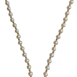 Hitech Sales Artificial Pearl Garland Mala Necklace | Decorative Pearl Chain for Pooja, Mandir, and Festive Decorations | White and Gold Beads Mala with Hanging Pendant (Small, 4, Piece) Hitech Sales Artificial Pearl Garland Mala Necklace | Decorative Pearl Chain for Pooja, Mandir, and Festive Decorations | White and Gold Beads Mala with Hanging Pendant (Small, 4, Piece)