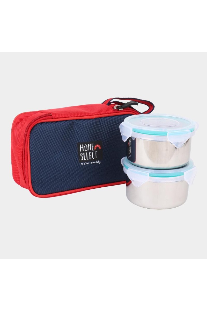 Steel Lunch Box, 2 Containers and Bag 2.6 X 4 in, 1Bag, 2 Containers