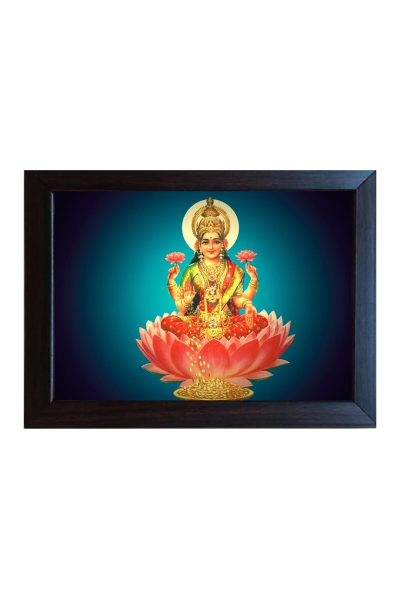 Hitech Mata Dhan-laxmi Laminated photo frame for temple, Study & living room, gifts (Pvc Frame and Front face - Glass, 8 x 6 inch)