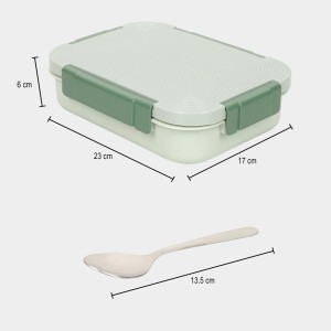 Stainless Steel Lunch Box, Container: 23 X17 X 6cm, Spoon: 13.5cm Length (Pack of 1)