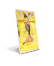 Car Desk/Table Top Shri Premanand Govind Sharan Ji Maharaj Acrylic L-Style Photo Stand - 2.5x3.5 Inches, Compact And Stylish Spiritual Display (F6695)
