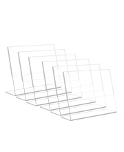 HiTechMart Acrylic Stand Holder for QR Code, Photos, Sign Display – Waterproof & Easy to Wipe, Clear Double-Sided Tabletop Frame for Office, Restaurant, Event,Home Use (4x6) (6)