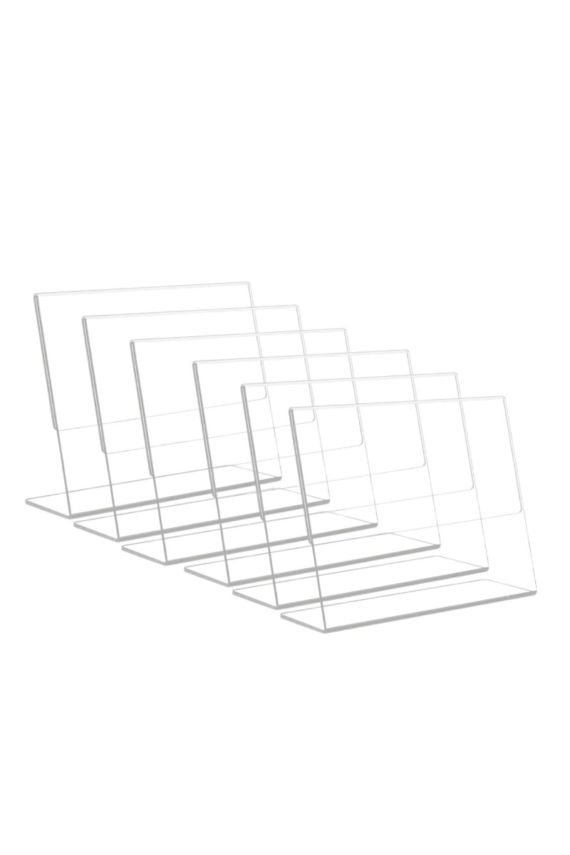 HiTechMart Acrylic Stand Holder for QR Code, Photos, Sign Display – Waterproof & Easy to Wipe, Clear Double-Sided Tabletop Frame for Office, Restaurant, Event,Home Use (4x6) (6)