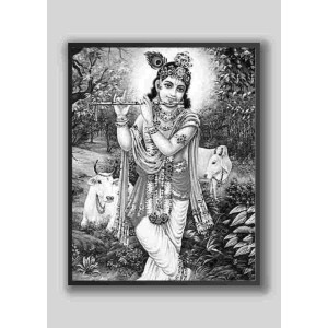 Hi Tech Sales Sri Krishna wood laminater Photo for wall hanging/gift/temple/puja room/home decor