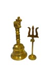 Pure Brass Nandi ghanti design with Trishul | Traditional Pooja Ghanti and Trishul Set for Mandir | Handcrafted Brass Religious Decor for Home, Temple & Festive Rituals (combo of 2)