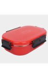 Steel Lunch Box, 2 Containers and 1 Spoon, Plastic and Steel, Big Container: 3 X 7 X 19 cm; Small Container: 3 X 5 X 10 cm, Spoon: 13 cm, 2 Containers, 1Spoon