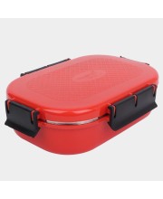Steel Lunch Box, 2 Containers and 1 Spoon, Plastic and Steel, Big Container: 3 X 7 X 19 cm; Small Container: 3 X 5 X 10 cm, Spoon: 13 cm, 2 Containers, 1Spoon
