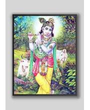 Hi Tech Sales Sri Krishna wood laminater Photo for wall hanging/gift/temple/puja room/home decor