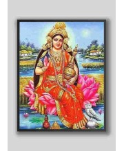 Divine Maa Laxmi Photo with Elegant Wood Lamination – Blessings for Your Home (12 x 15 inch, Colour)