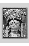 Divine MA DURGA Photo with Elegant Wood Lamination – Blessings for Your Home (5 x 7, Black & White)