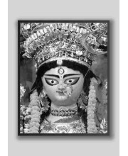 Divine MA DURGA Photo with Elegant Wood Lamination – Blessings for Your Home (5 x 7, Black & White)
