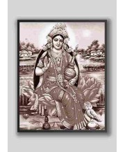 Divine Maa Laxmi Photo with Elegant Wood Lamination – Blessings for Your Home (10 x 12 inch, Sepia)