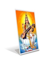 Car Desk/Table Top Maa Saraswati Acrylic L-Style Photo Stand - 2.5x3.5 Inches, Compact And Stylish Spiritual Display (F6700)