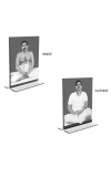 Car Desk/Table Top Sri Sri Thakur Anukul chandra & Sri Baroda Acrylic T-Style Photo Stand - 2.5x3.5 Inches, Compact and Stylish Spiritual Display, easily change 2 photos (Pack of 1)