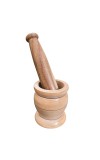 Wooden Mortar and Pestle Set (Ohkli Musal/Hamal Dista/Kharal/Khalbatta) 3.5X6.5 Inch – Handcrafted Grinder for Spices & Herbs – Traditional Kitchen Tool for Mixing and Grinding