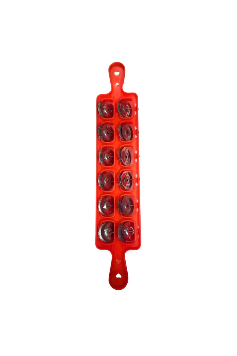 Khartal - Traditional Indian Hand Cymbals with Ergonomic Grip for Easy Playing, 10 Pair Set, Bright Orange Color (Red)