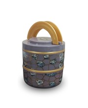 HiTechMart Stylish 2-Tier Lunch Box with Handle | Insulated, Leak-Proof Food Storage Container | BPA-Free, Portable Tiffin for Office, School, or Travel (Multicolor 2)