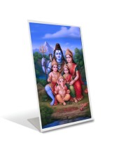 Car Desk/Table Top Shiva Pariwar Acrylic L-Style Photo Stand - 2.5x3.5 Inches, Compact And Stylish Spiritual Display (F6659)