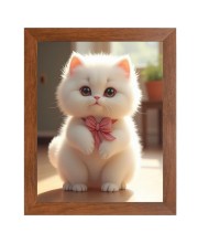 AI Funny Cute Cat Art Picture for Kids - 10x14 inches, Brown Color - Perfect Wall Decor for Children's Room