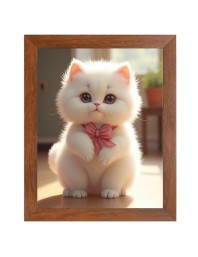 AI Funny Cute Cat Art Picture for Kids - 10x14 inches, Brown Color - Perfect Wall Decor for Children's Room