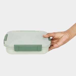 Stainless Steel Lunch Box, Container: 23 X17 X 6cm, Spoon: 13.5cm Length (Pack of 1)